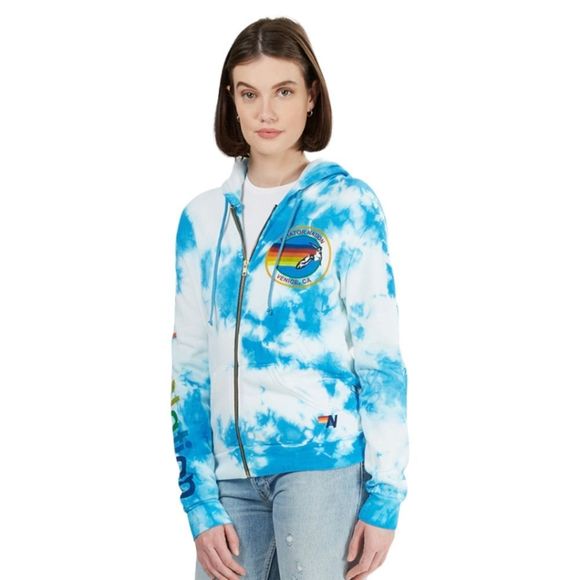 Aviator Nation Sweaters - Aviator Nation Blue Cream Cloud Tie Dye Hoodie Sweatshirt sz S RARE